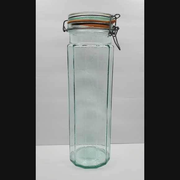 Hermetic Kitchen Vtg Hermetic 2 Sided Green Italian Glass Jar